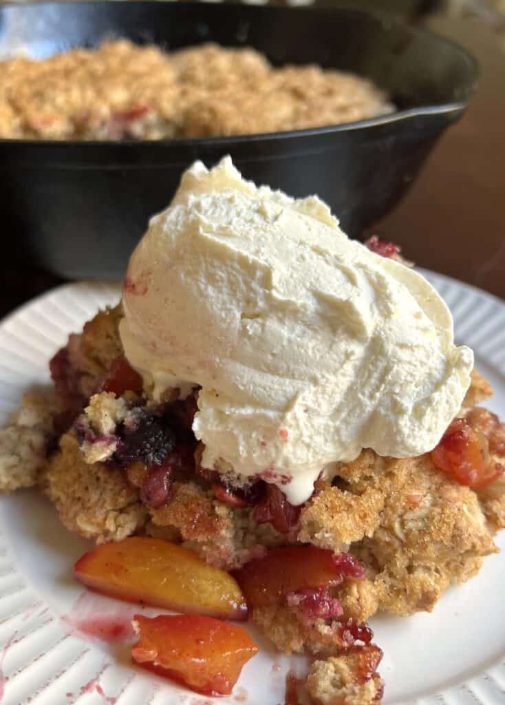 Sourdough Discard Peach and Blackberry Crumble