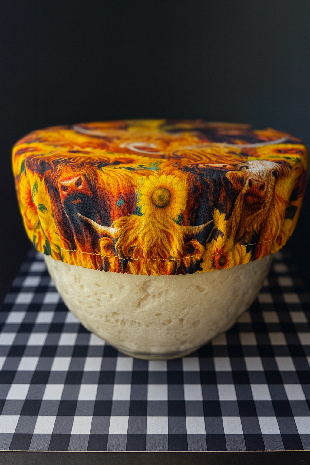 Reversible Cotton Bowl Cover - Highland Cow & Sunflower