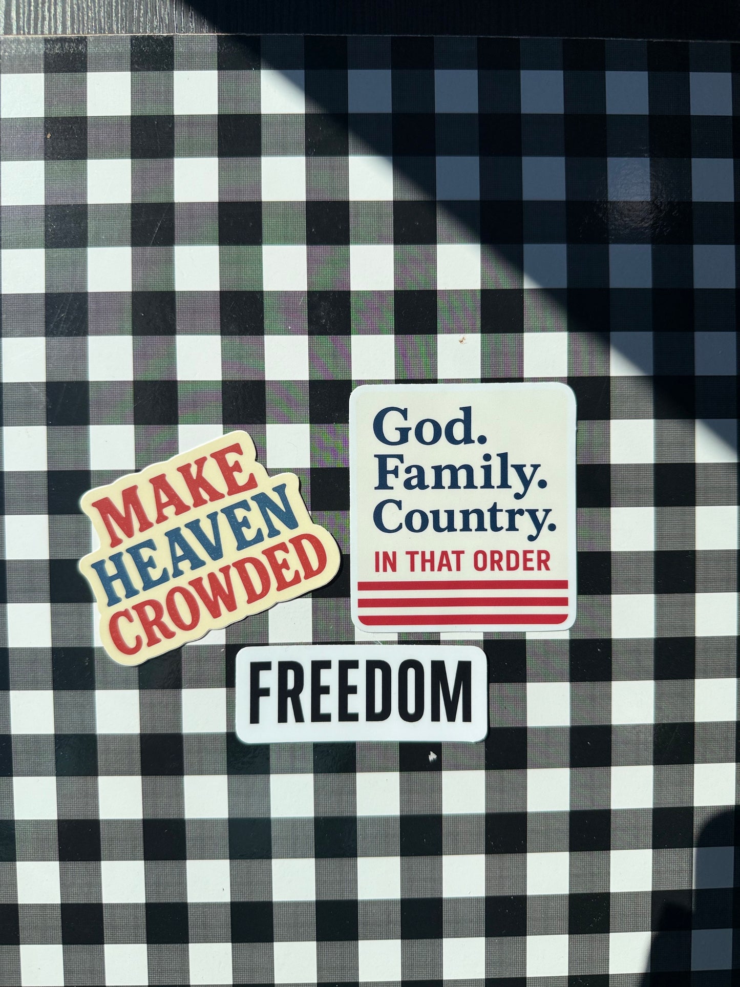 FREEDOM | Make Heaven Crowded | God. Family. Country. In that Order. Sticker Pack (3)