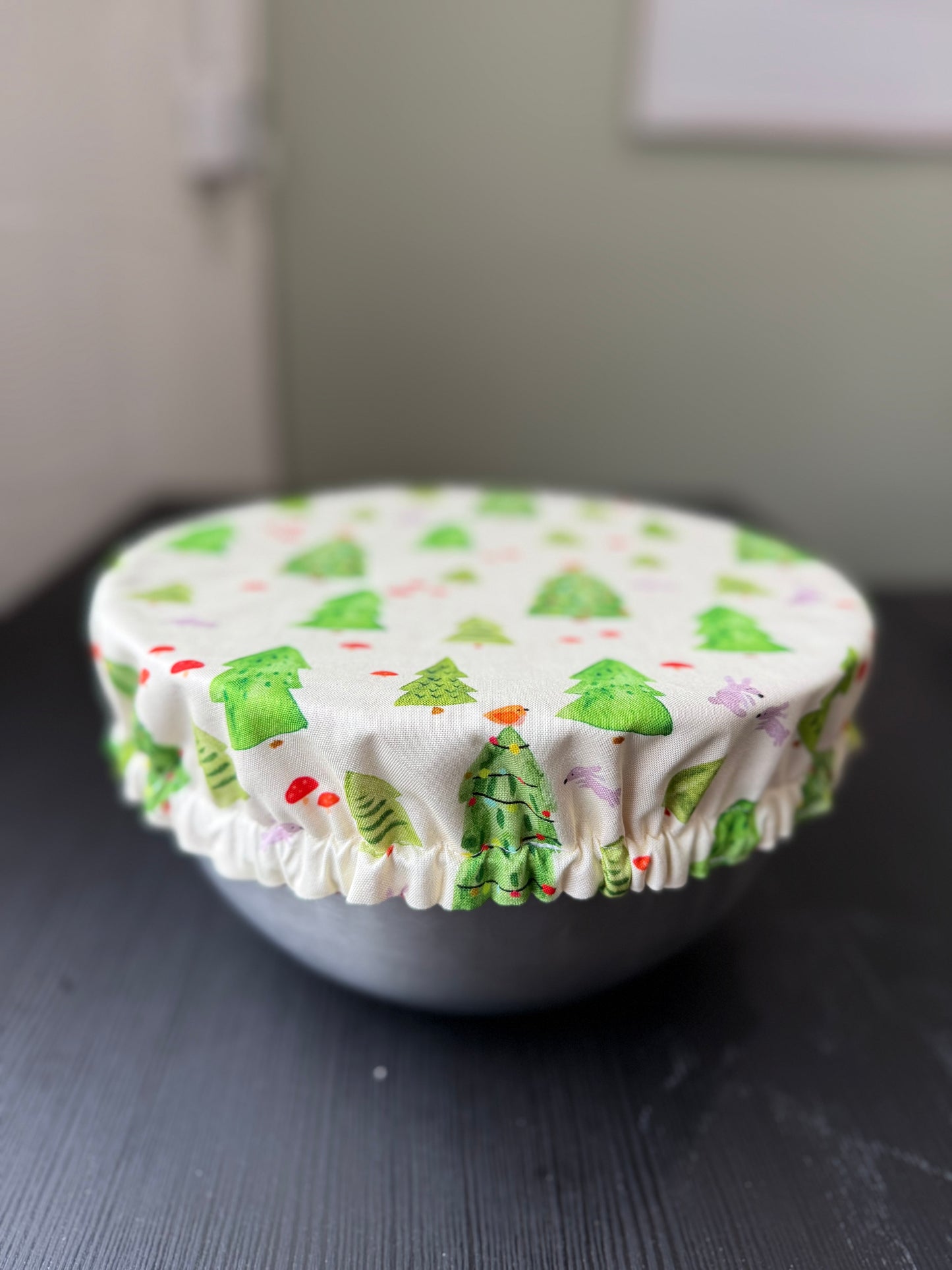 Woodland Christmas & Red Gingham Bowl Cover