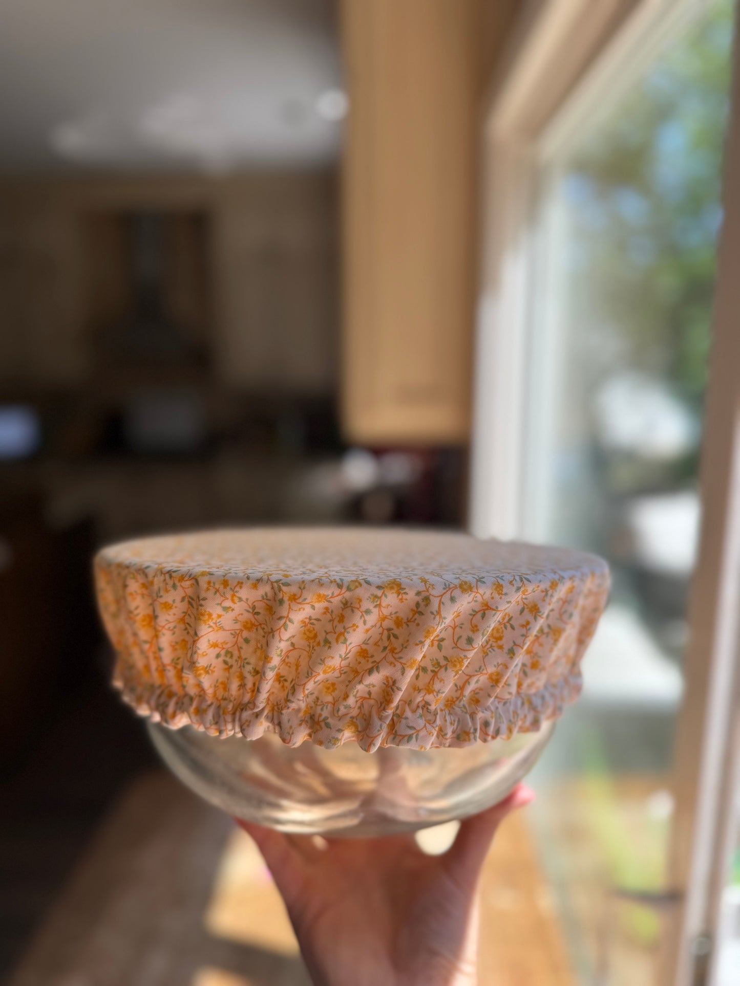 Yellow Floral & Gingham Reversible Bowl Cover
