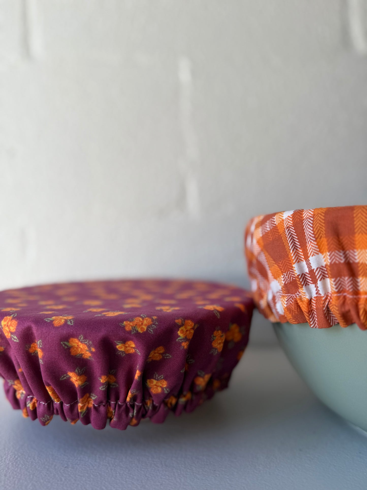Reversible Bowl Cover – Autumn Plaid & Blooms