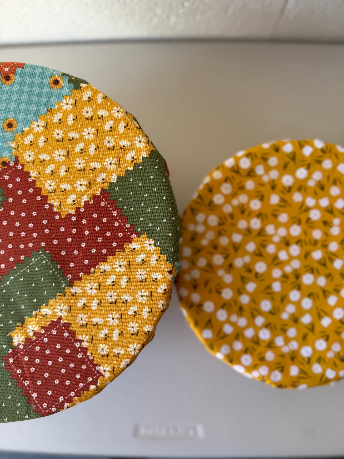 Reversible Cotton Bowl Cover – Autumn Patchwork
