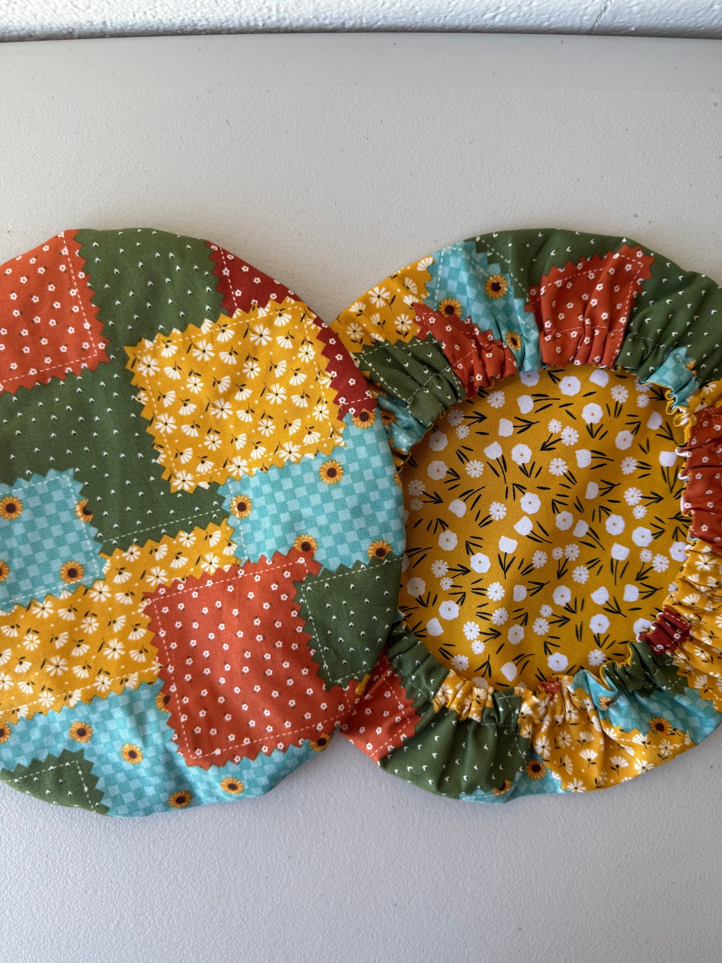Reversible Cotton Bowl Cover – Autumn Patchwork