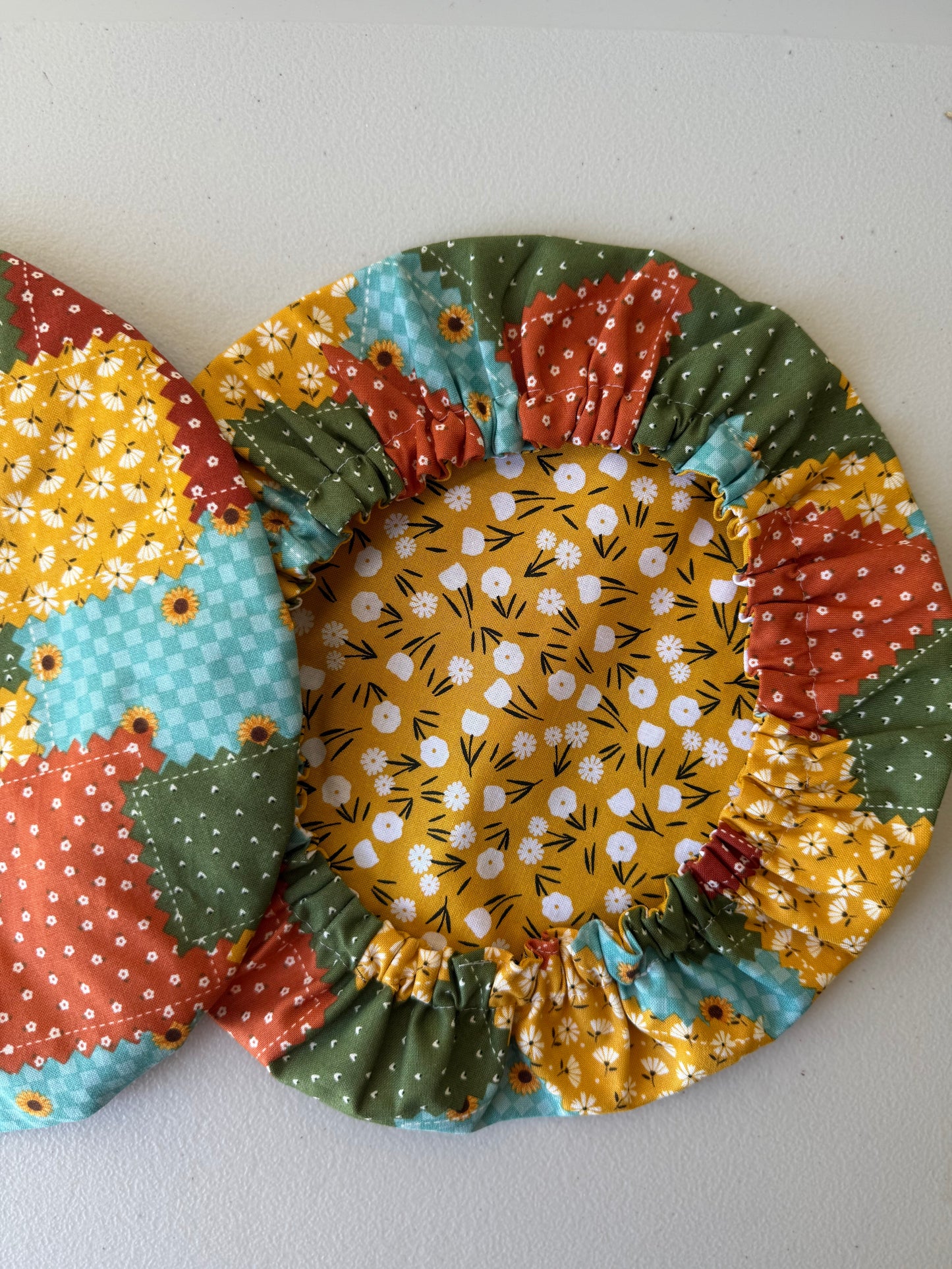 Reversible Cotton Bowl Cover – Autumn Patchwork