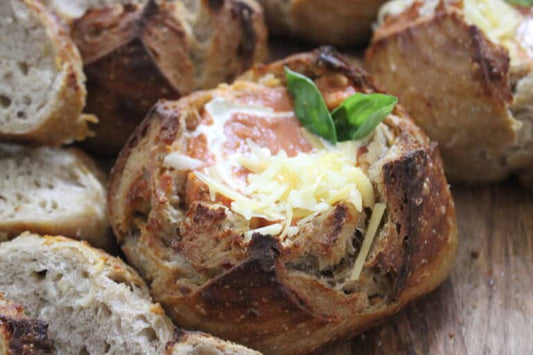 Cheesy Sourdough Bread Bowls