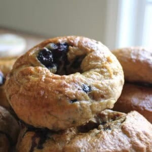 Sourdough Discard Blueberry Bagels