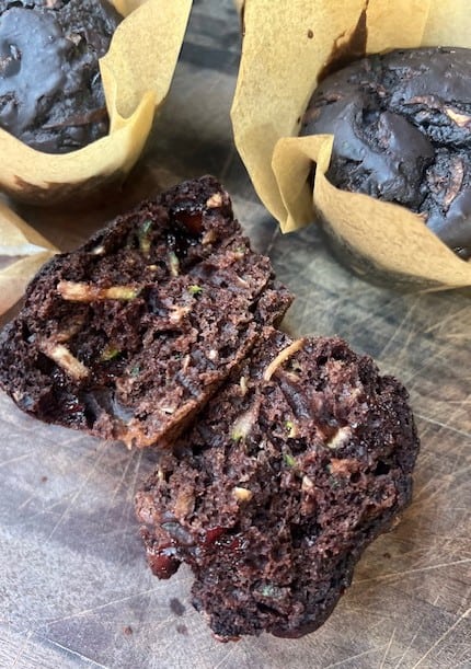 Sourdough Discard Chocolate Zucchini Muffins