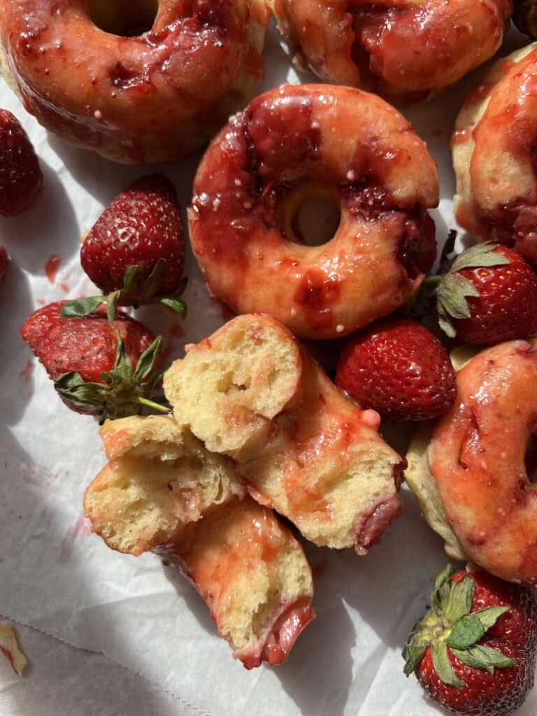 Strawberry Sour Cream Donuts