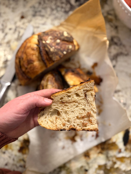 Cozy Banana Peanut Butter Sourdough Bread