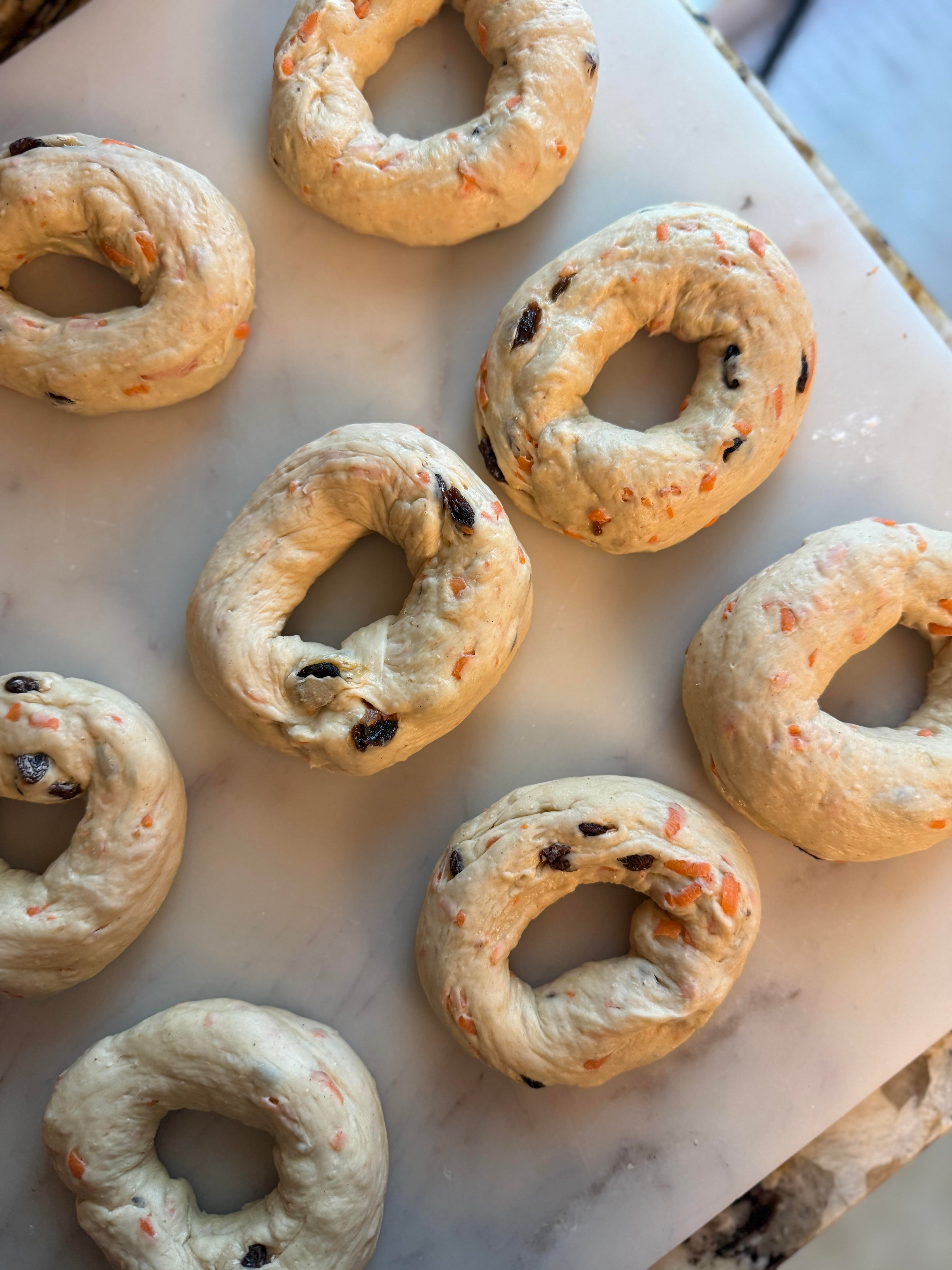 Carrot Cake Sourdough Discard Bagels 