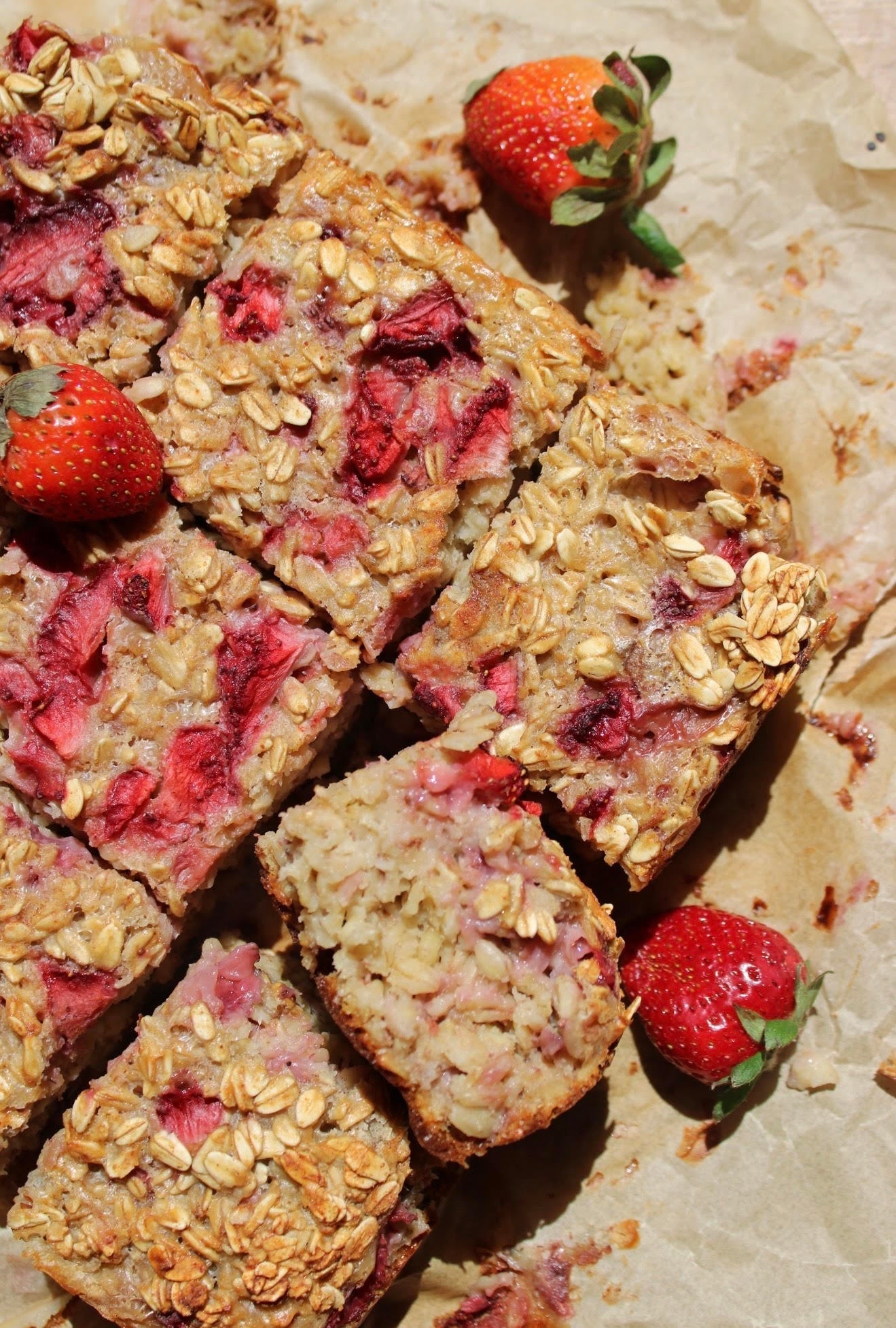 Brown Butter Strawberry Oatmeal Bake