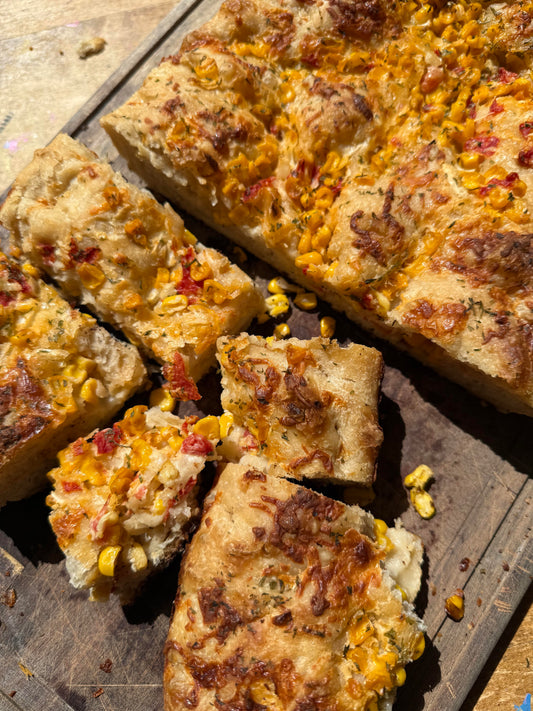 Street Corn Focaccia with Zesty Lime