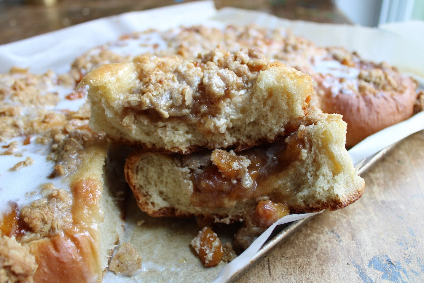 Peach Cobbler Brioche Buns