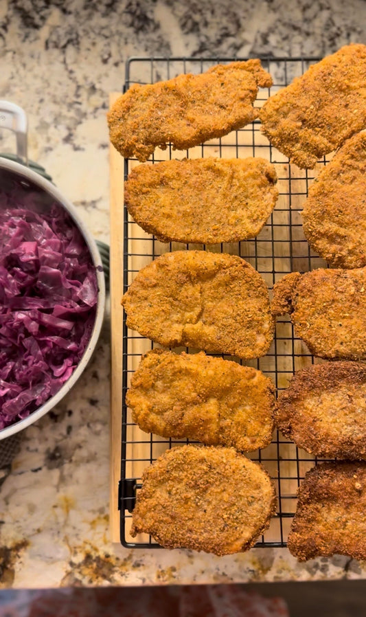 Crispy Pork Schnitzel with Sweet and Tangy Red Cabbage