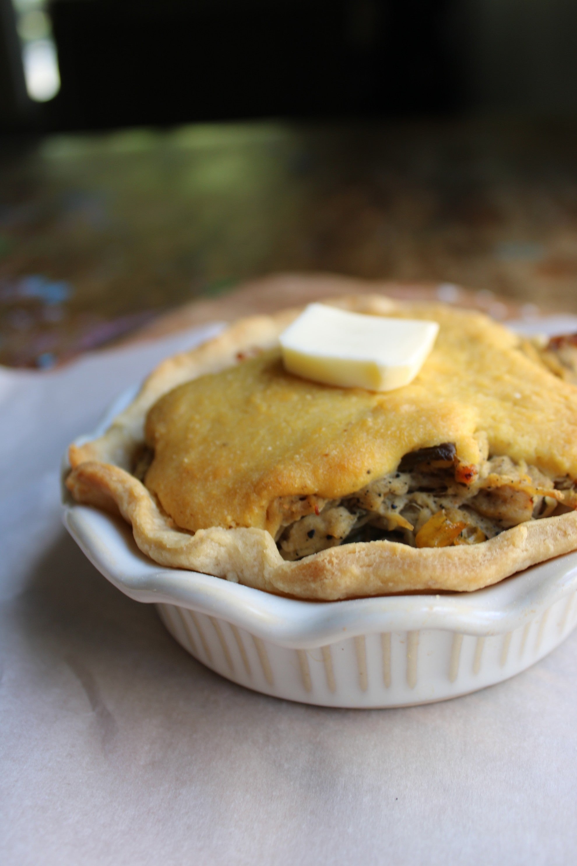 Mini Chicken Pot Pies with Cornbread Topping