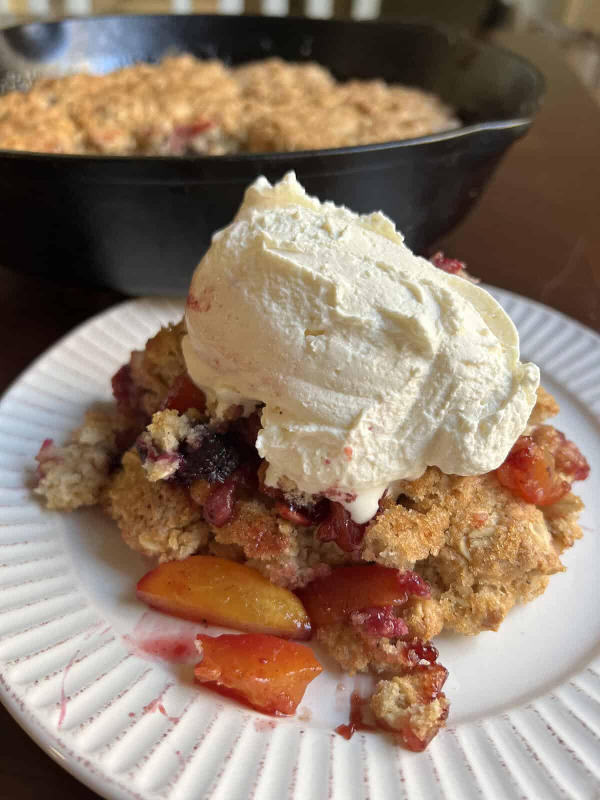 Sourdough Discard Peach and Blackberry Crumble