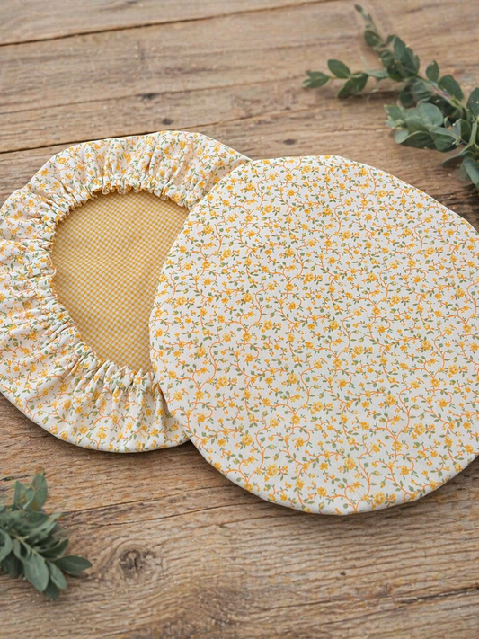 Yellow Floral & Gingham Reversible Bowl Cover