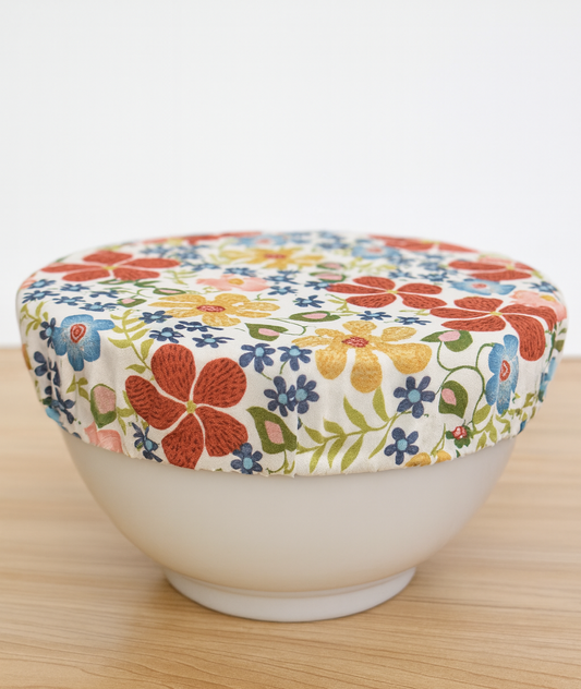Reversible Cotton Bowl Cover – Flower Power