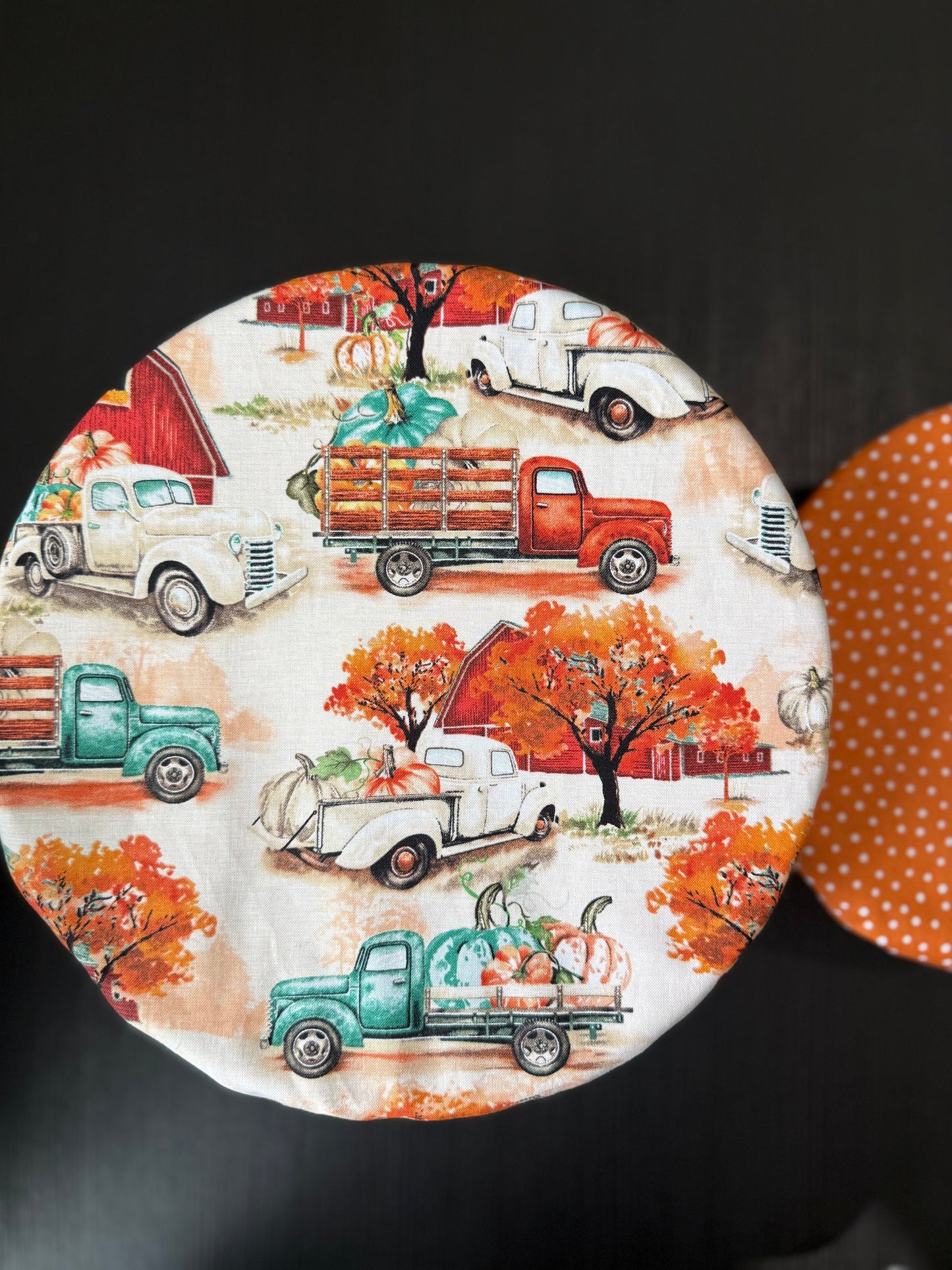 Reversible Cotton Bowl Cover - Vintage Harvest Truck
