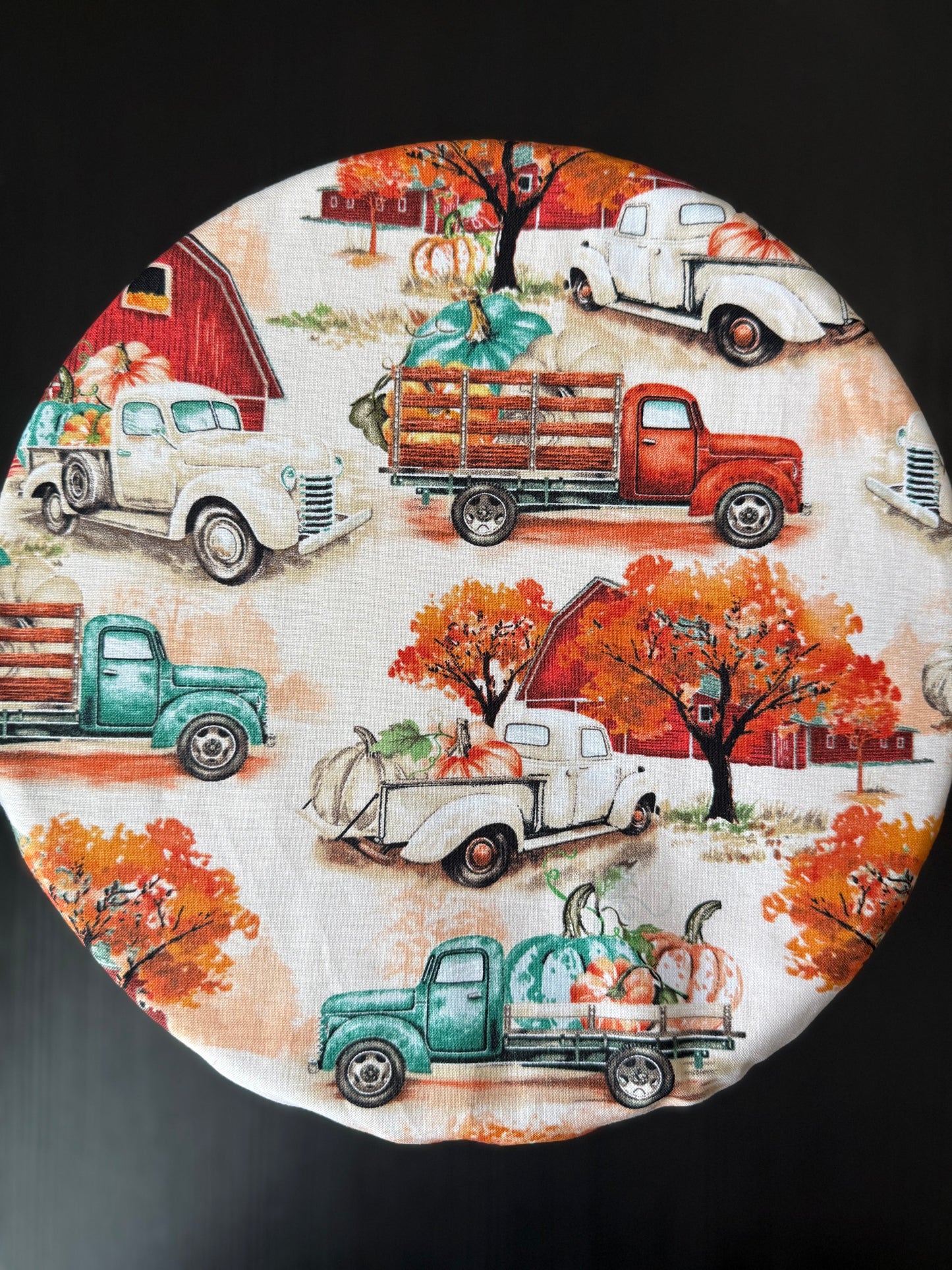 Reversible Cotton Bowl Cover - Vintage Harvest Truck