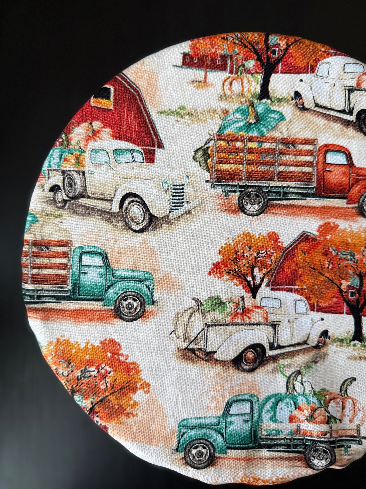 Reversible Cotton Bowl Cover - Vintage Harvest Truck