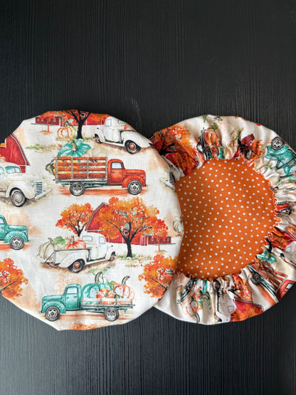 Reversible Cotton Bowl Cover - Vintage Harvest Truck