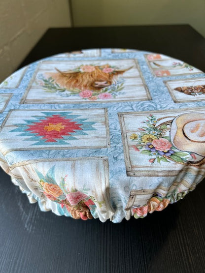 Reversible Cotton Bowl Cover -Farmhouse Frame Bowl Cover