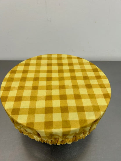 Away in a Manger with GOLD gingham reversible bowl cover