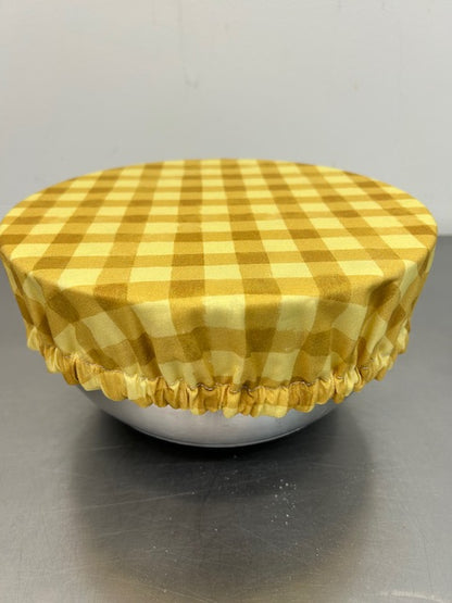 Away in a Manger with GOLD gingham reversible bowl cover