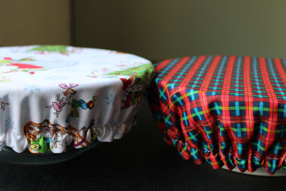 The Grinch & Christmas Plaid Reversible Bowl Cover