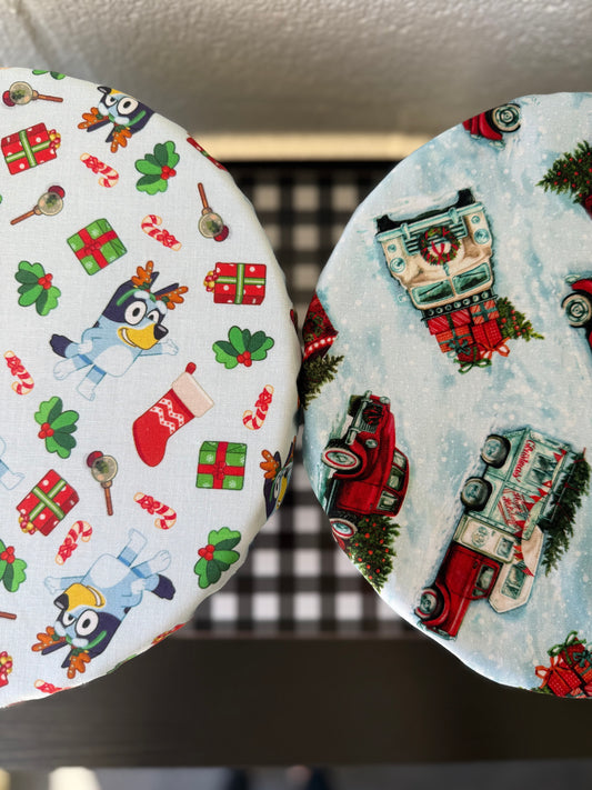 Mommy + Me Bowl & Jar Cover Set — Bluey + Classic Christmas Trucks