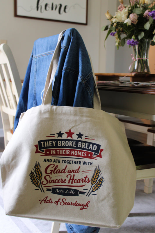 Acts 2:46 Jumbo Tote Bag – Americana Canvas Tote