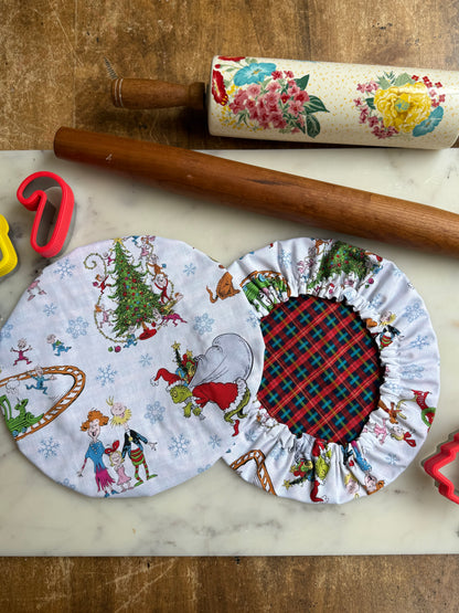 The Grinch & Christmas Plaid Reversible Bowl Cover