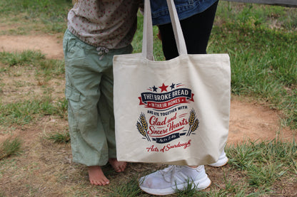 Acts 2:46 Jumbo Tote Bag – Americana Canvas Tote