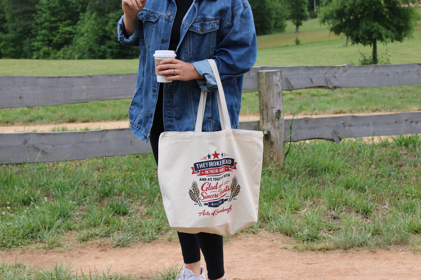 Acts 2:46 Jumbo Tote Bag – Americana Canvas Tote