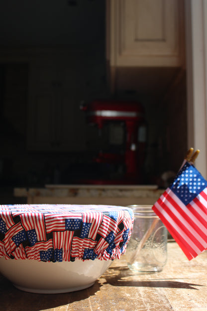Woven Flags Bowl Cover | Red or Black Gingham