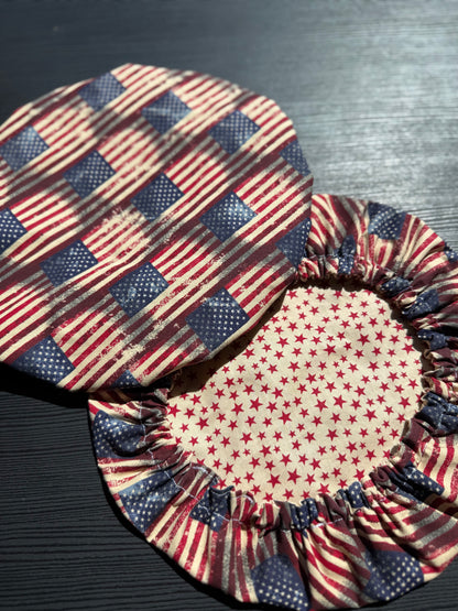 Americana Vintage Flags Bowl Cover | Reversible Sourdough Cover