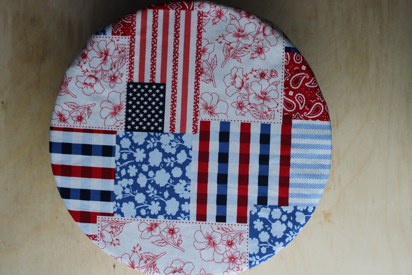 Patriotic Patchwork & Floral Bowl Cover