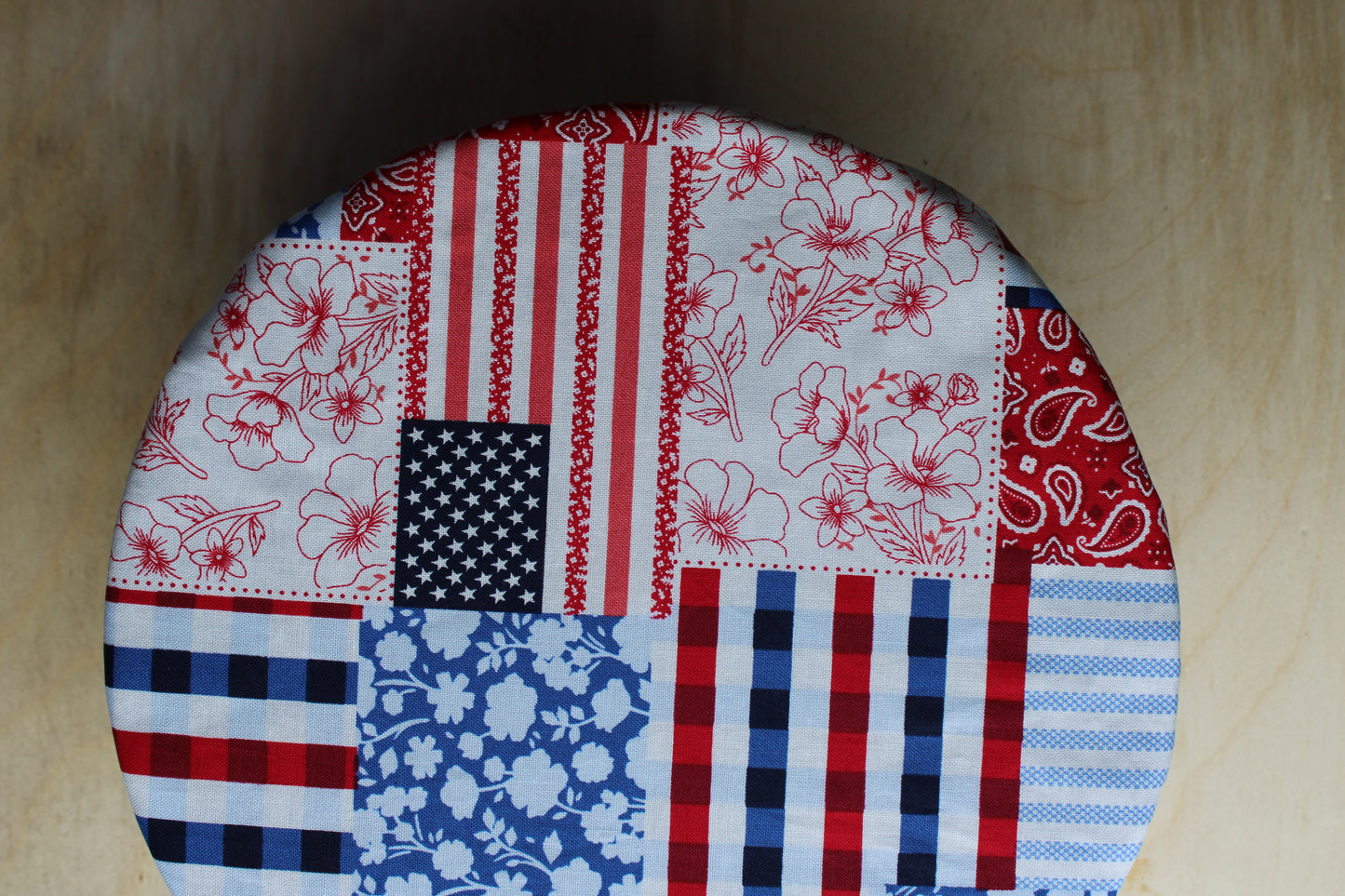 Patriotic Patchwork & Floral Bowl Cover