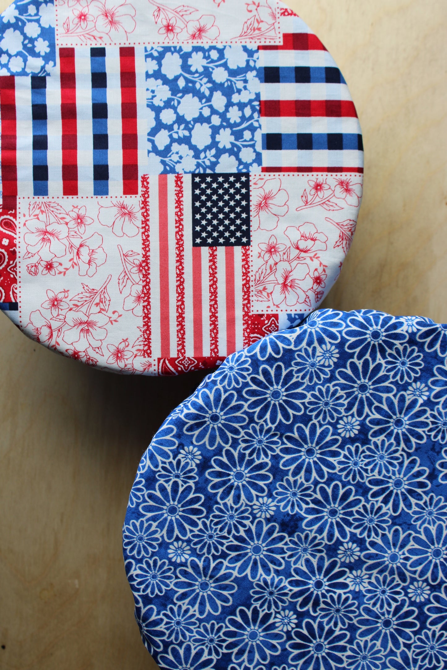 Patriotic Patchwork & Floral Bowl Cover
