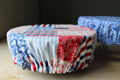 Patriotic Patchwork & Floral Bowl Cover