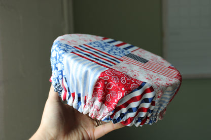 Patriotic Patchwork & Floral Bowl Cover