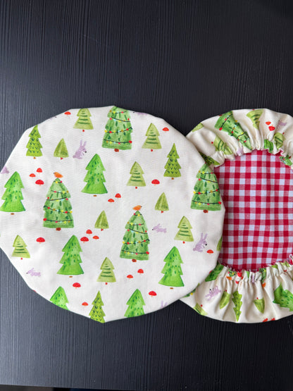 Woodland Christmas & Red Gingham Bowl Cover