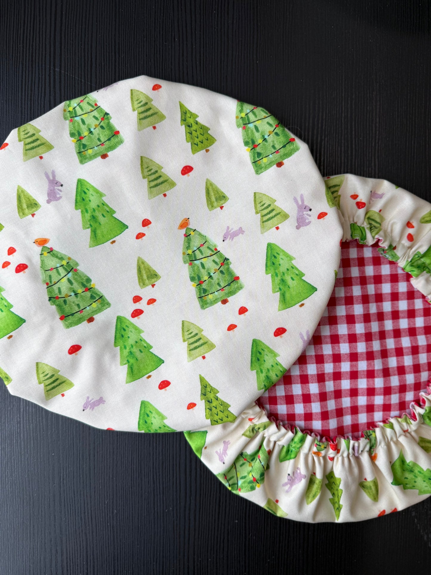 Woodland Christmas & Red Gingham Bowl Cover