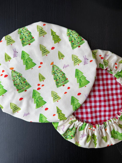 Woodland Christmas & Red Gingham Bowl Cover