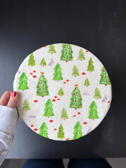 Woodland Christmas & Red Gingham Bowl Cover