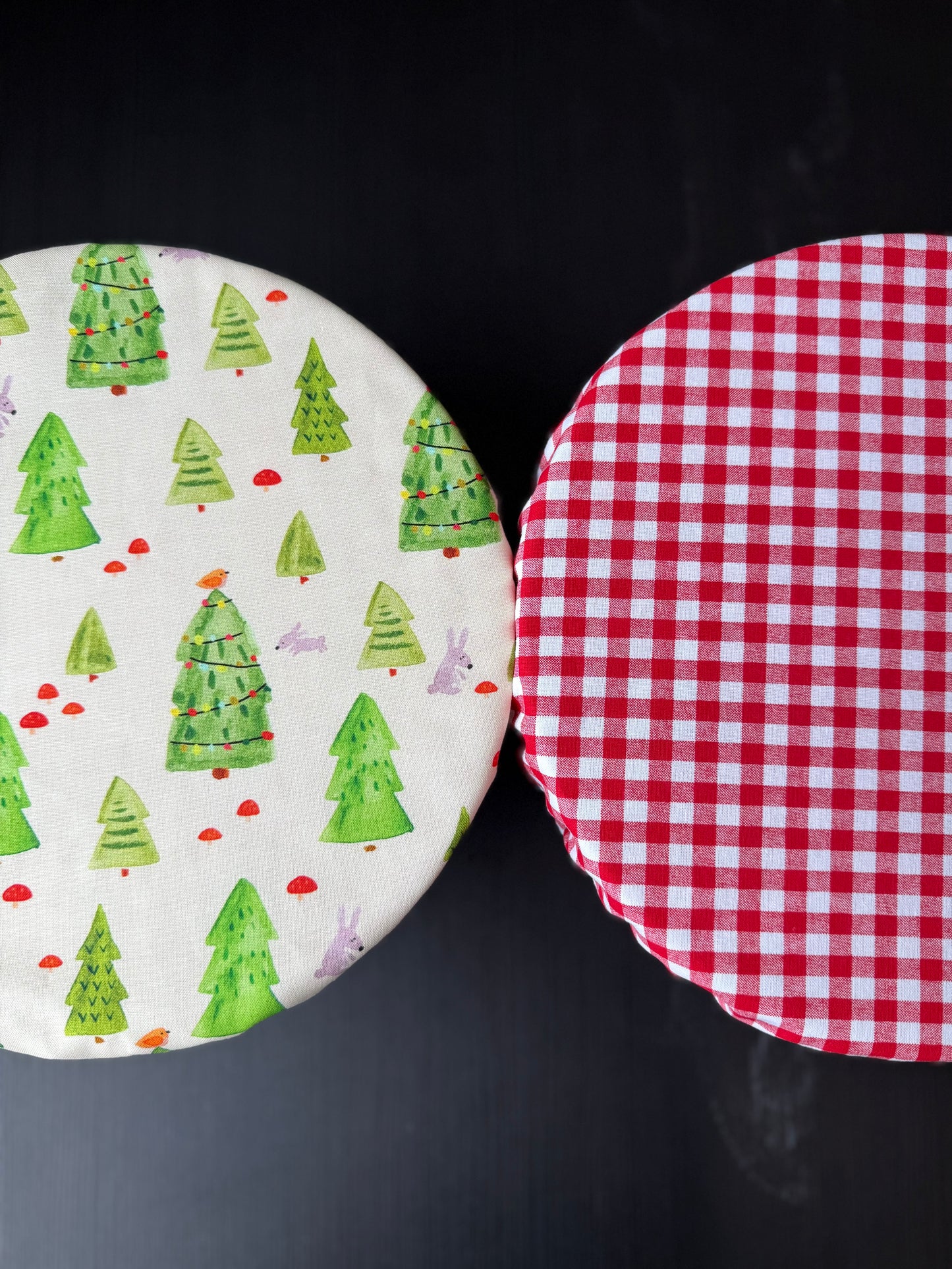 Woodland Christmas & Red Gingham Bowl Cover