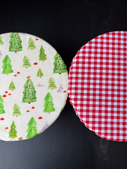Woodland Christmas & Red Gingham Bowl Cover
