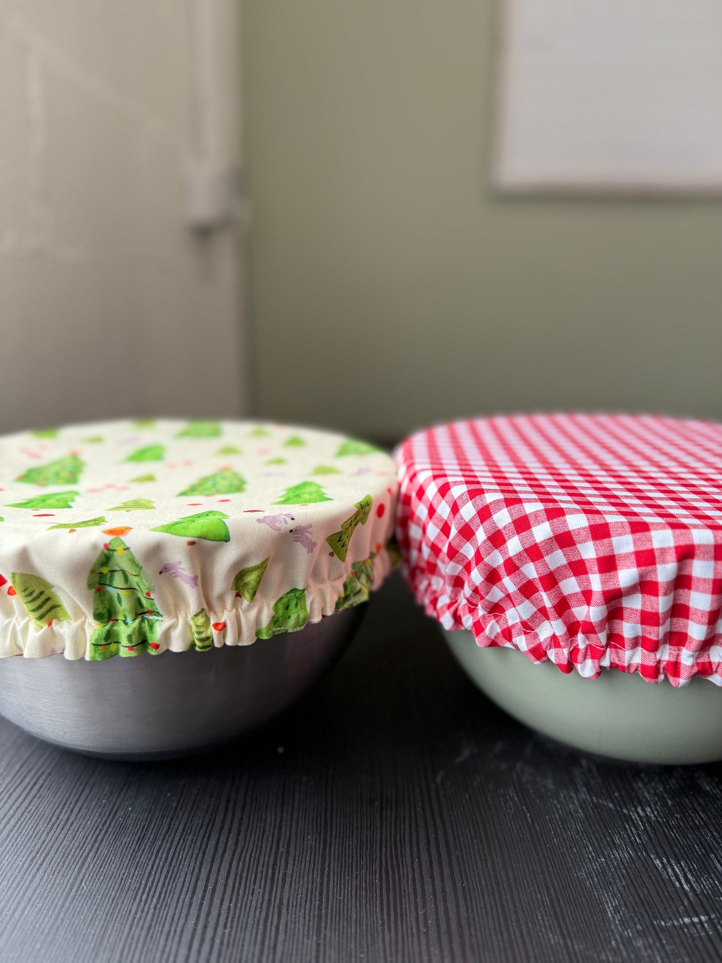 Woodland Christmas & Red Gingham Bowl Cover